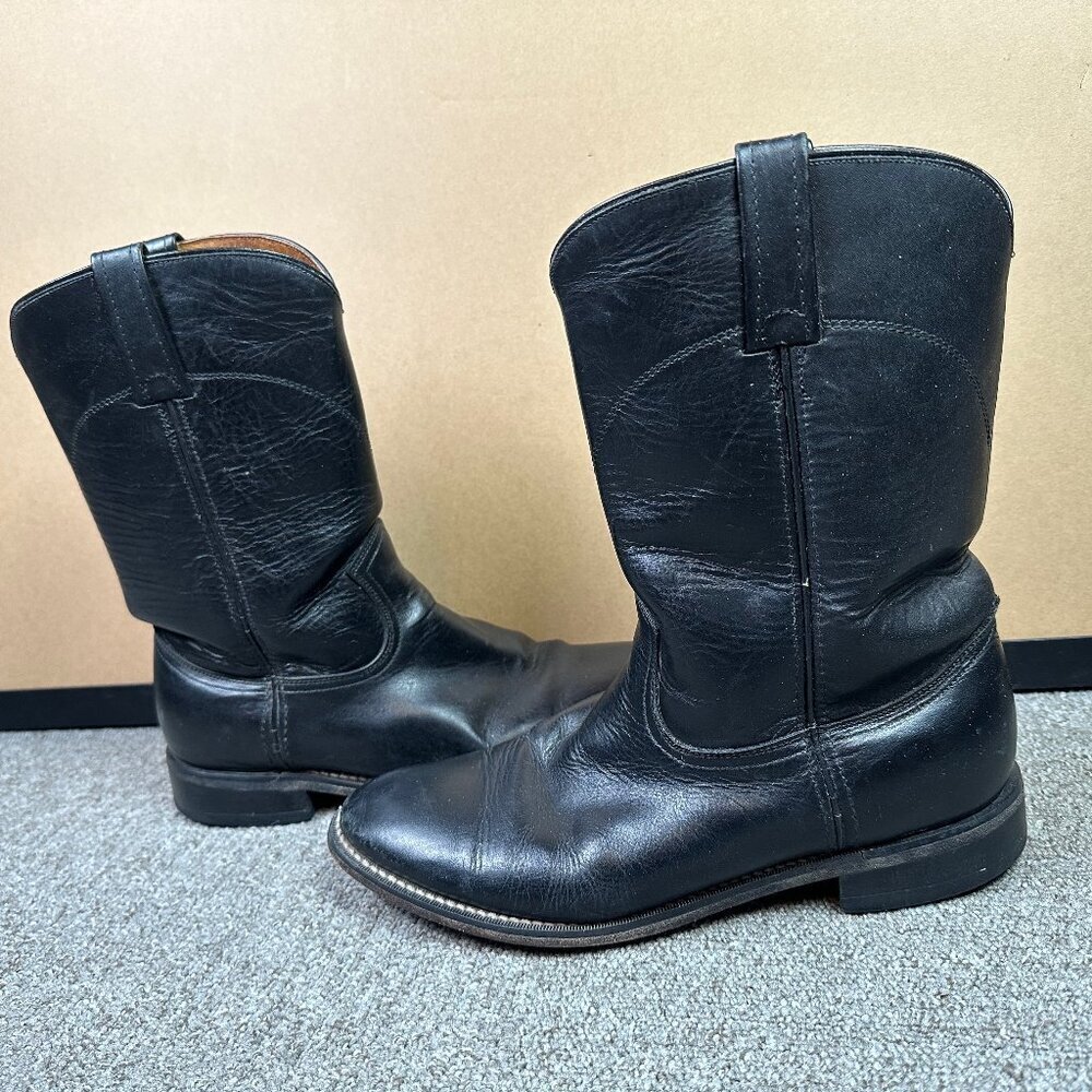 Sedona Black Roper Style Western Cowboy Leather Work Boot Size Mens 8.5